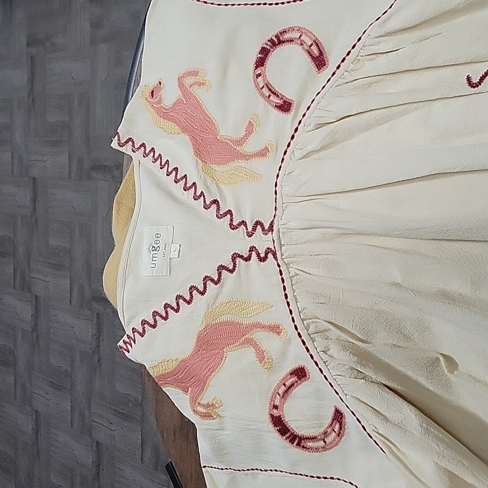 Umgee Cream & Coral Embroidered Midi Dress - Picture 4 of 6